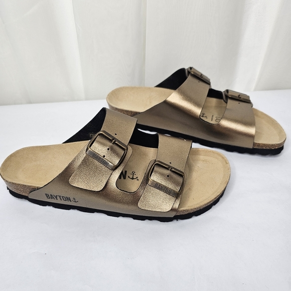 Bayton Klapki Atlas Metallic Bronze Sandal Slide Size 38 - Picture 2 of 9